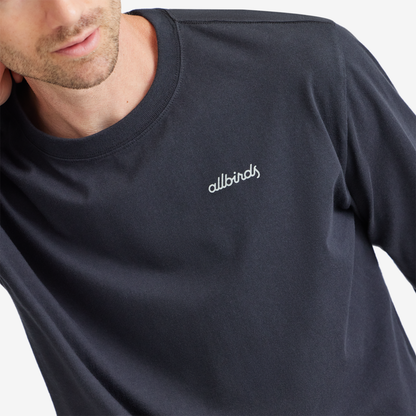 Men's Organic Cotton Long Sleeve Tee - Logo - Natural Black